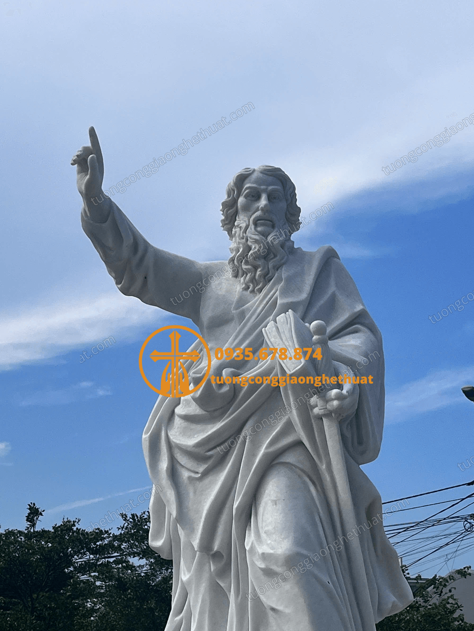 Tượng Thánh Phaolô Bằng Đá Trắng Đẹp Tại Đồng Nai