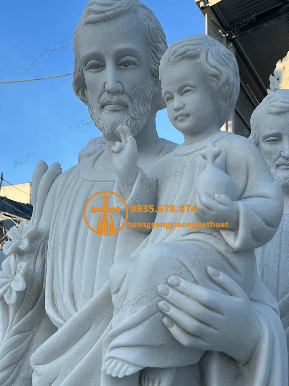 Tượng Thánh Giuse Bằng Đá Trắng Đẹp Giá Rẻ