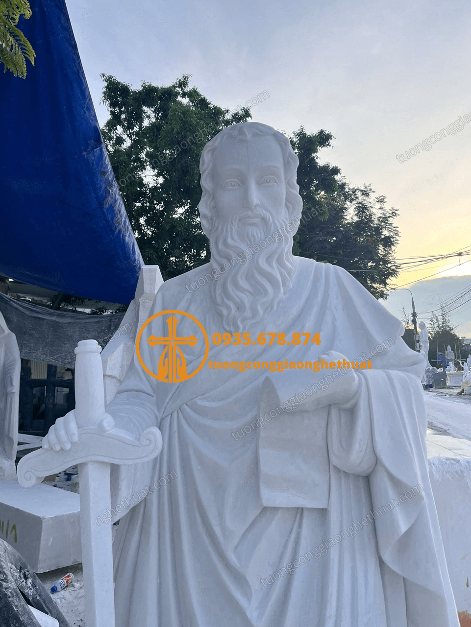 Tượng Thánh Phaolô Bằng Đá Trắng Đẹp Tại Đồng Nai