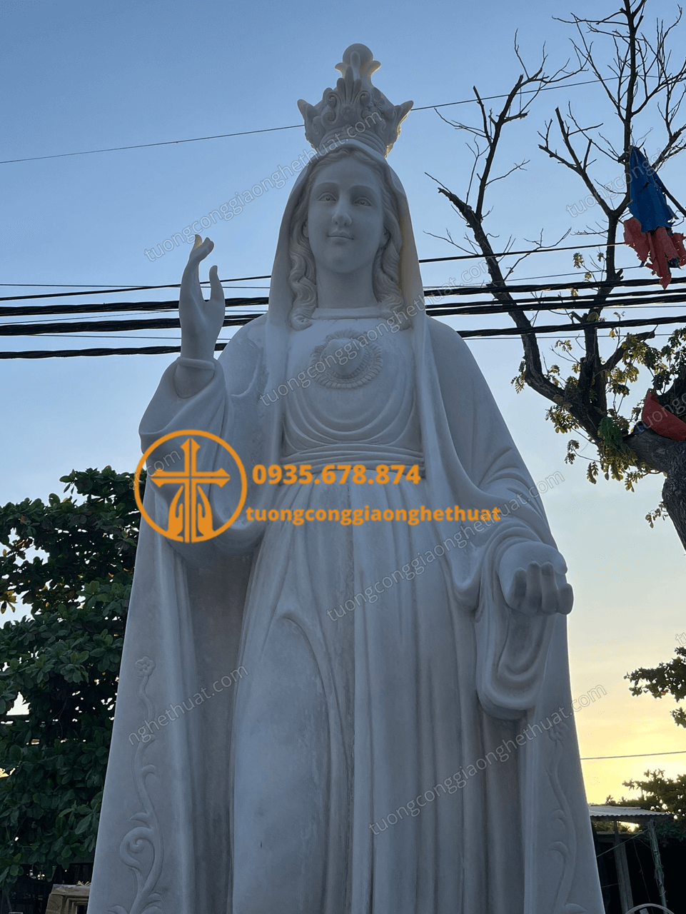 Tượng Đức Mẹ Fatima Bằng Đá Trắng Đẹp Nhất Đồng Nai
