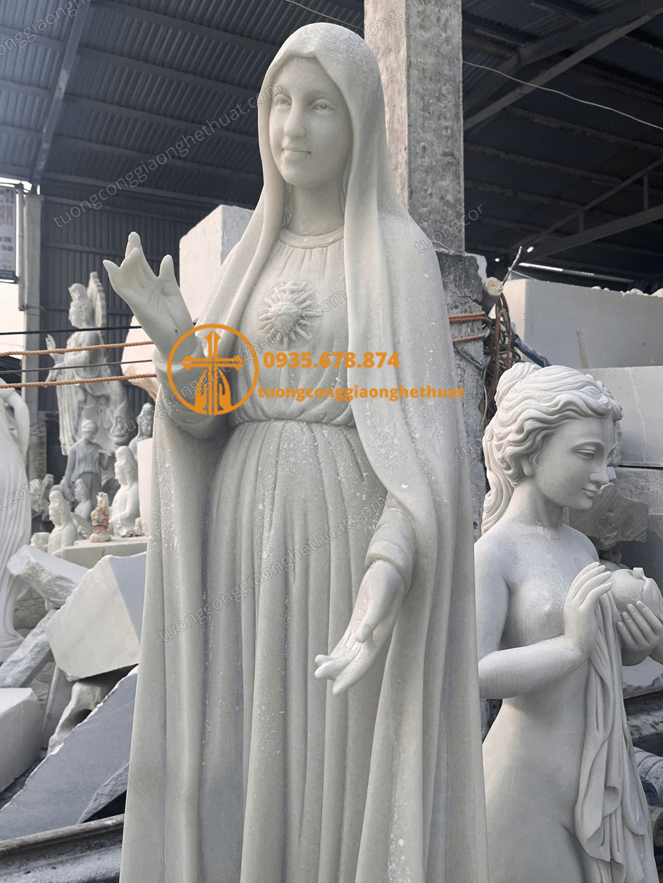 Chuyên Chế Tác Tượng Đức Mẹ Fatima Bằng Đá Cẩm Thạch