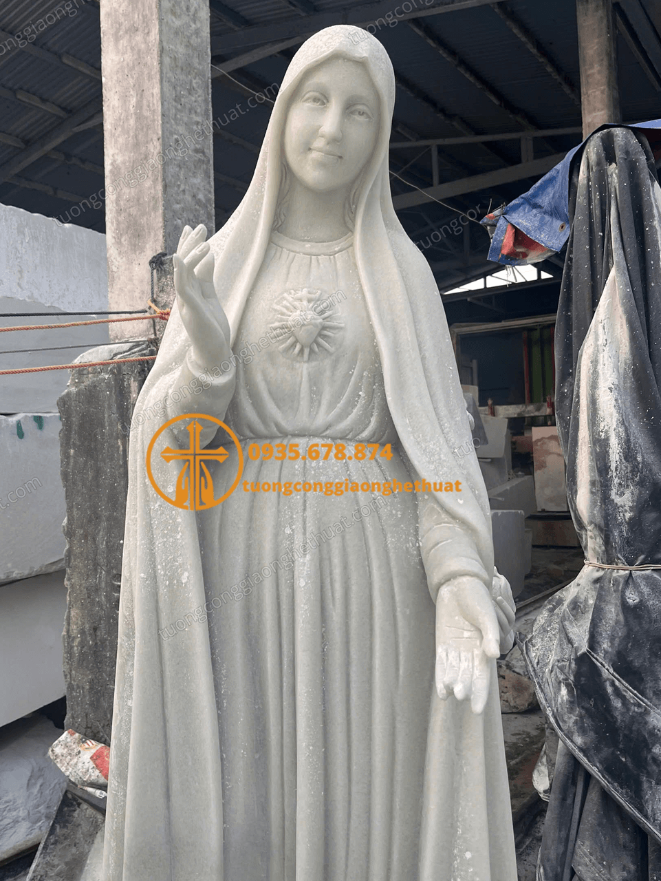 Chuyên Chế Tác Tượng Đức Mẹ Fatima Bằng Đá Cẩm Thạch