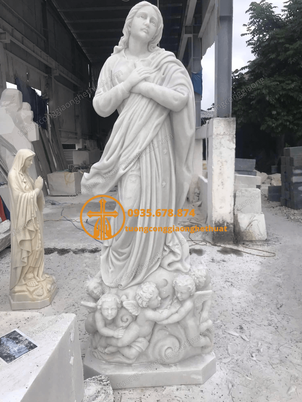 Địa Chỉ, Giá Bán Tượng Đức Mẹ Lên Trời Bằng Đá Cẩm Thạch
