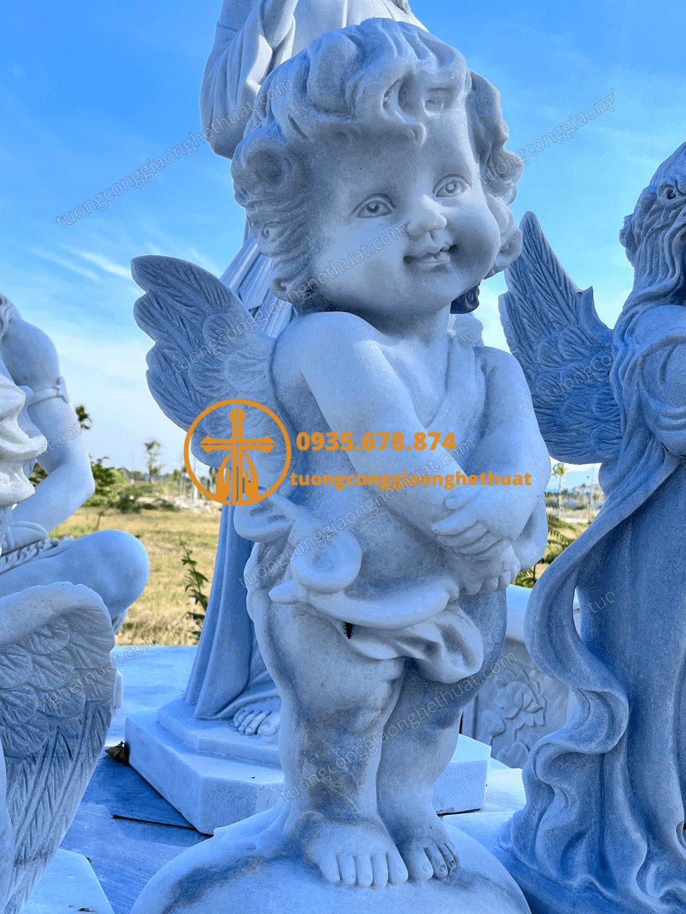 Tượng Cậu Bé Thiên Thần bằng Đá Trắng Đẹp